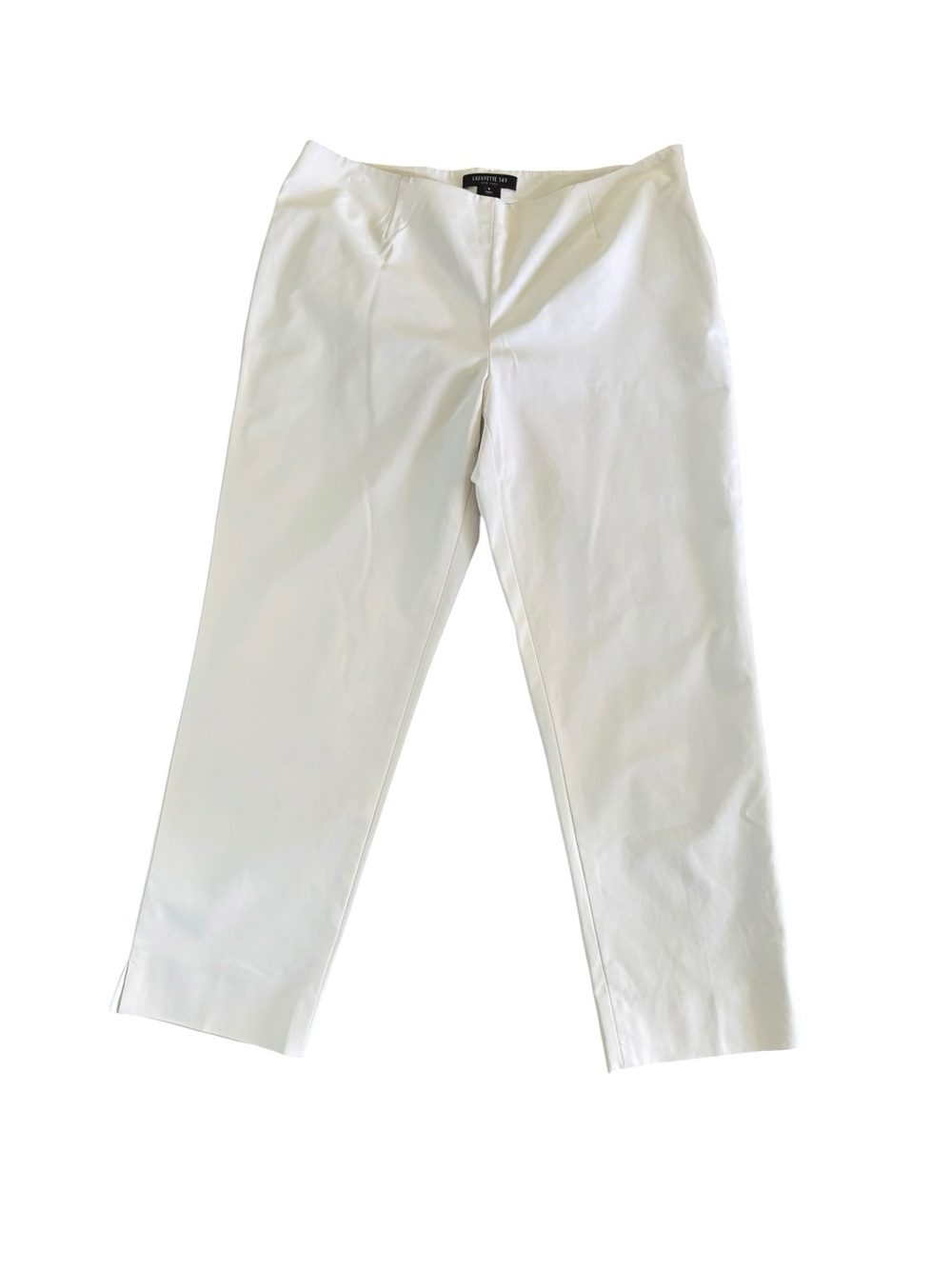 Lafayette 148 New York White Flat Front Slim Ankle Pant Sz 8 Stretch Summer